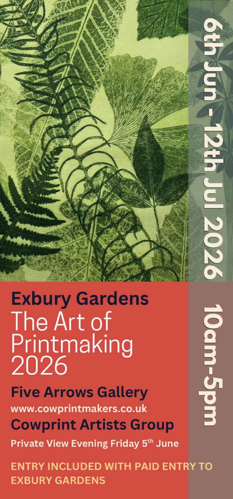 The Art of Printmaking 2026, Exbury Gardens, 6th June to 12th July 2026 10am to 5pm. Entry included with paid entry to Exbury Gardens